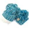 imageCC Colorful Knit Childrens Mittens  Cozy with Pom Pom Accent2 Tone  Teal