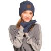 imageCC Eco Friendly Unisex Classic Warm Winter Beanie and Touchscreen Glove SetHeather Navy