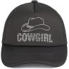 imageCC Embellished Foam Trucker Cap for WomenCow Girl Rhinestoneblack