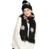 imageCC Fall Winter Mulitcolored Flower Print Woven Scarf for WomenHeather Black
