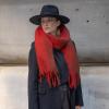 imageCC Fall Winter Solid and Multicolored Woven Knit Scarf for WomenSolid Red