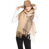 imageCC Fall Winter Solid and Multicolored Woven Knit Scarf for WomenStripebeige