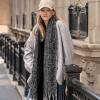 imageCC Fall Winter Solid and Multicolored Woven Knit Scarf for WomenStripegrey