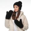 imageCC Faux Fur Mitten For Women Unisex  Stretchable Soft Warm Cold weather Winter GlovesBlack