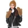imageCC Faux Fur Mitten For Women Unisex  Stretchable Soft Warm Cold weather Winter GlovesCh Brown