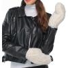 imageCC Faux Fur Mitten For Women Unisex  Stretchable Soft Warm Cold weather Winter GlovesIvory