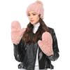 imageCC Faux Fur Mitten For Women Unisex  Stretchable Soft Warm Cold weather Winter GlovesRose