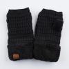 imageCC Fingerless Gloves Fuzzy Lined Knit Wrist Warmer Solid Ribbed Glove FLG25 Black