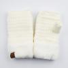 imageCC Fingerless Gloves Fuzzy Lined Knit Wrist Warmer Solid Ribbed Glove FLG25 Ivory