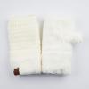 imageCC Fingerless Gloves Fuzzy Lined Knit Wrist Warmer Solid Ribbed Glove FLG25 Ivory