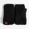 imageCC Fingerless Gloves for Women  Fuzzy Lined Knit Wrist Warmers Ribbed Smocking Stitch Soft Acrylic FLG25A Smocking Stitch Patternblack