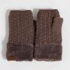 imageCC Fingerless Gloves for Women  Fuzzy Lined Knit Wrist Warmers Ribbed Smocking Stitch Soft Acrylic FLG25A Smocking Stitch Patternearth Grey