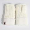 imageCC Fingerless Gloves for Women  Fuzzy Lined Knit Wrist Warmers Ribbed Smocking Stitch Soft Acrylic FLG25A Smocking Stitch Patternivory
