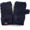 imageCC Fingerless Gloves for Women  Fuzzy Lined Knit Wrist Warmers Ribbed Smocking Stitch Soft Acrylic FLG25Navy