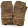 imageCC Fingerless Gloves for Women  Fuzzy Lined Knit Wrist Warmers Ribbed Smocking Stitch Soft Acrylic FLG25New Olive