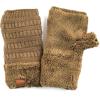 imageCC Fingerless Gloves for Women  Fuzzy Lined Knit Wrist Warmers Ribbed Smocking Stitch Soft Acrylic FLG25New Olive