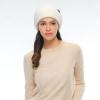 imageCC Fuzzy Beanie for Women Unisex  Acrylic Stretchable Soft Warm Knit Winter Skully HatAngoraivory