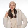 imageCC Fuzzy Beanie for Women Unisex  Acrylic Stretchable Soft Warm Knit Winter Skully HatFeather Yarnbeige