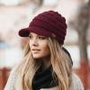 imageCC Hatsandscarf Exclusives Womens Ribbed Knit Hat with Brim YJ131YJ2023A Berry
