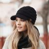 imageCC Hatsandscarf Exclusives Womens Ribbed Knit Hat with Brim YJ131YJ2023A Black