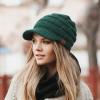 imageCC Hatsandscarf Exclusives Womens Ribbed Knit Hat with Brim YJ131YJ2023A Deep Pine