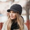 imageCC Hatsandscarf Exclusives Womens Ribbed Knit Hat with Brim YJ131YJ2023A Dk Grey