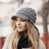 imageCC Hatsandscarf Exclusives Womens Ribbed Knit Hat with Brim YJ131YJ2023A Lt Mel Grey