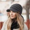 imageCC Hatsandscarf Exclusives Womens Ribbed Knit Hat with Brim YJ131YJ2023Dark Grey