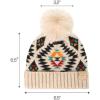 imageCC Kids Babies Soft Stretch Cable Knit Faux Fur Pom Pom Beanie HatAztec Beige