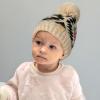 imageCC Kids Babies Soft Stretch Cable Knit Faux Fur Pom Pom Beanie HatAztec Beige