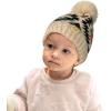 imageCC Kids Babies Soft Stretch Cable Knit Faux Fur Pom Pom Beanie HatAztec Beige