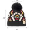 imageCC Kids Babies Soft Stretch Cable Knit Faux Fur Pom Pom Beanie HatAztec Black