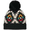 imageCC Kids Babies Soft Stretch Cable Knit Faux Fur Pom Pom Beanie HatAztec Black