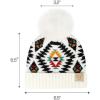 imageCC Kids Babies Soft Stretch Cable Knit Faux Fur Pom Pom Beanie HatAztec White