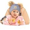 imageCC Kids Babies Soft Stretch Cable Knit Faux Fur Pom Pom Beanie HatCriss Cross Baby Blue Mix
