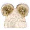 imageCC Kids Babies Soft Stretch Cable Knit Faux Fur Pom Pom Beanie HatCriss Cross Beige Mix