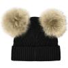 imageCC Kids Babies Soft Stretch Cable Knit Faux Fur Pom Pom Beanie HatCriss Cross Black