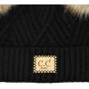 imageCC Kids Babies Soft Stretch Cable Knit Faux Fur Pom Pom Beanie HatCriss Cross Black