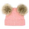 imageCC Kids Babies Soft Stretch Cable Knit Faux Fur Pom Pom Beanie HatCriss Cross Coral Mix