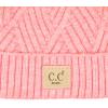 imageCC Kids Babies Soft Stretch Cable Knit Faux Fur Pom Pom Beanie HatCriss Cross Coral Mix