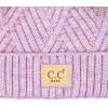 imageCC Kids Babies Soft Stretch Cable Knit Faux Fur Pom Pom Beanie HatCriss Cross Lavender Mix