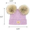 imageCC Kids Babies Soft Stretch Cable Knit Faux Fur Pom Pom Beanie HatCriss Cross Lavender Mix