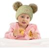 imageCC Kids Babies Soft Stretch Cable Knit Faux Fur Pom Pom Beanie HatCriss Cross Lemon Mix