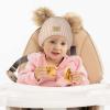 imageCC Kids Babies Soft Stretch Cable Knit Faux Fur Pom Pom Beanie HatCriss Cross Light Beige