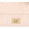 imageCC Kids Babies Soft Stretch Cable Knit Faux Fur Pom Pom Beanie HatCriss Cross Light Beige
