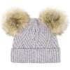 imageCC Kids Babies Soft Stretch Cable Knit Faux Fur Pom Pom Beanie HatCriss Cross Periwinkle Mix