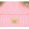 imageCC Kids Babies Soft Stretch Cable Knit Faux Fur Pom Pom Beanie HatCriss Cross Pink