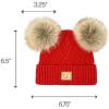 imageCC Kids Babies Soft Stretch Cable Knit Faux Fur Pom Pom Beanie HatCriss Cross Red