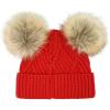 imageCC Kids Babies Soft Stretch Cable Knit Faux Fur Pom Pom Beanie HatCriss Cross Red
