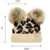 imageCC Kids Babies Soft Stretch Cable Knit Faux Fur Pom Pom Beanie HatLeopard Beige